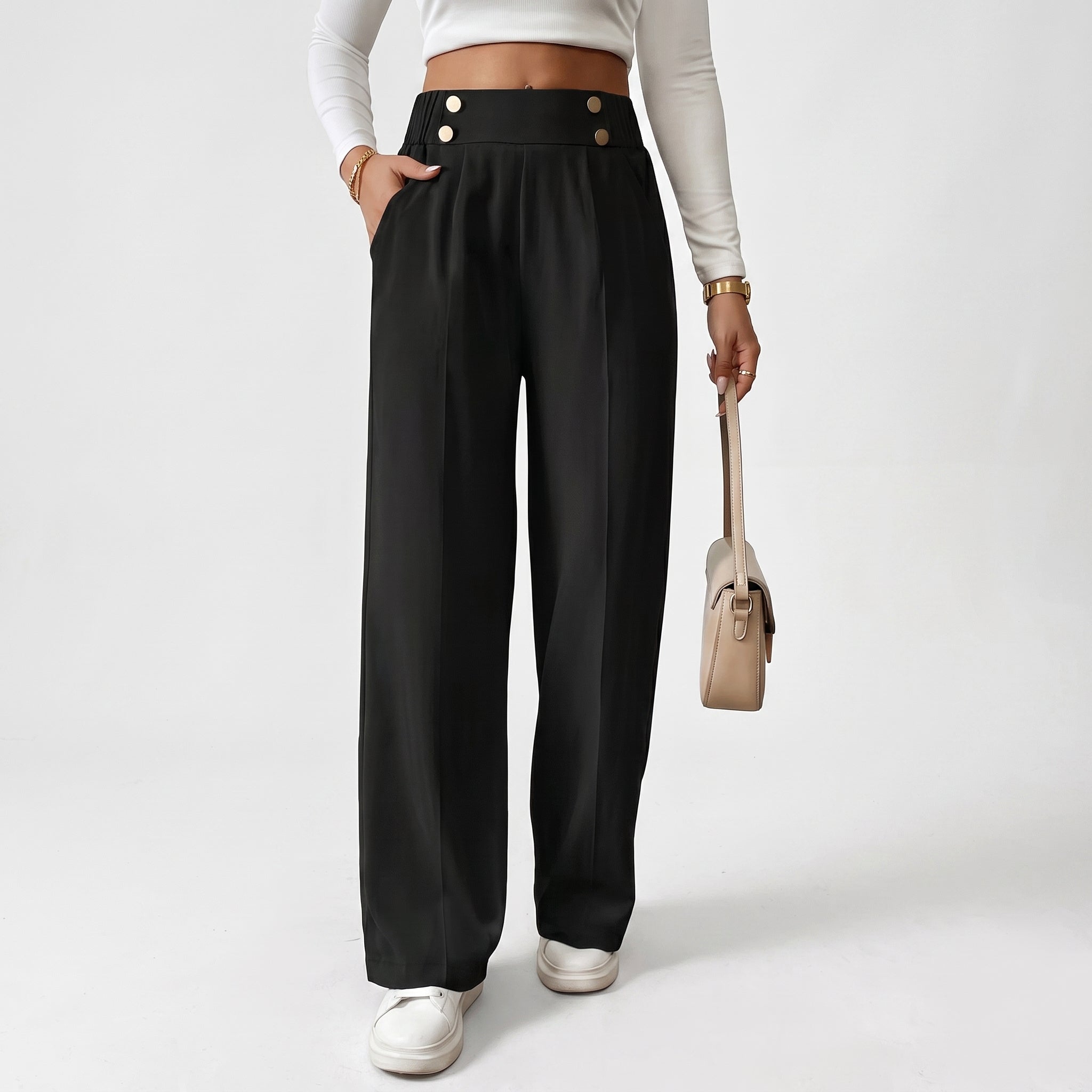Pantalón Palazzo Cintura Alta Negro