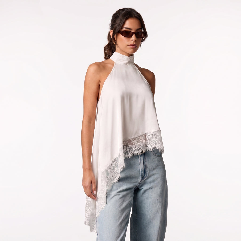 Blusa Asimétrica Satinada Silk & Lace