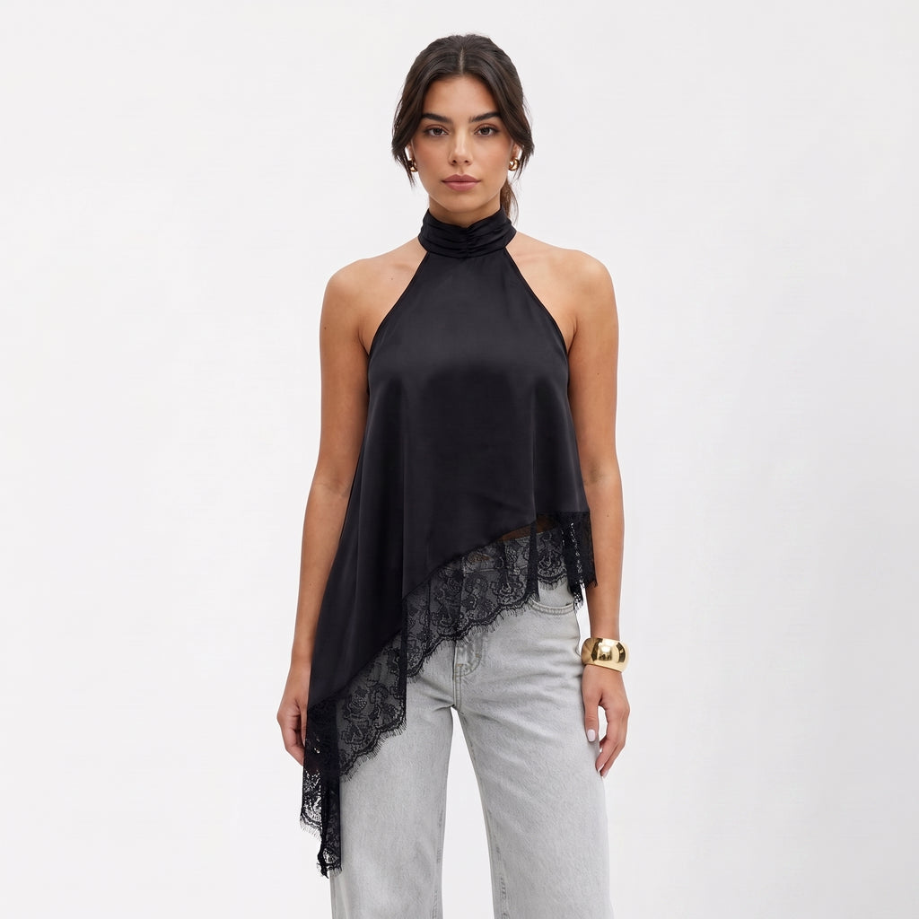 Blusa Asimétrica Satinada Silk & Lace