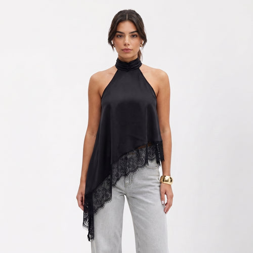 Blusa Asimétrica Satinada Silk & Lace