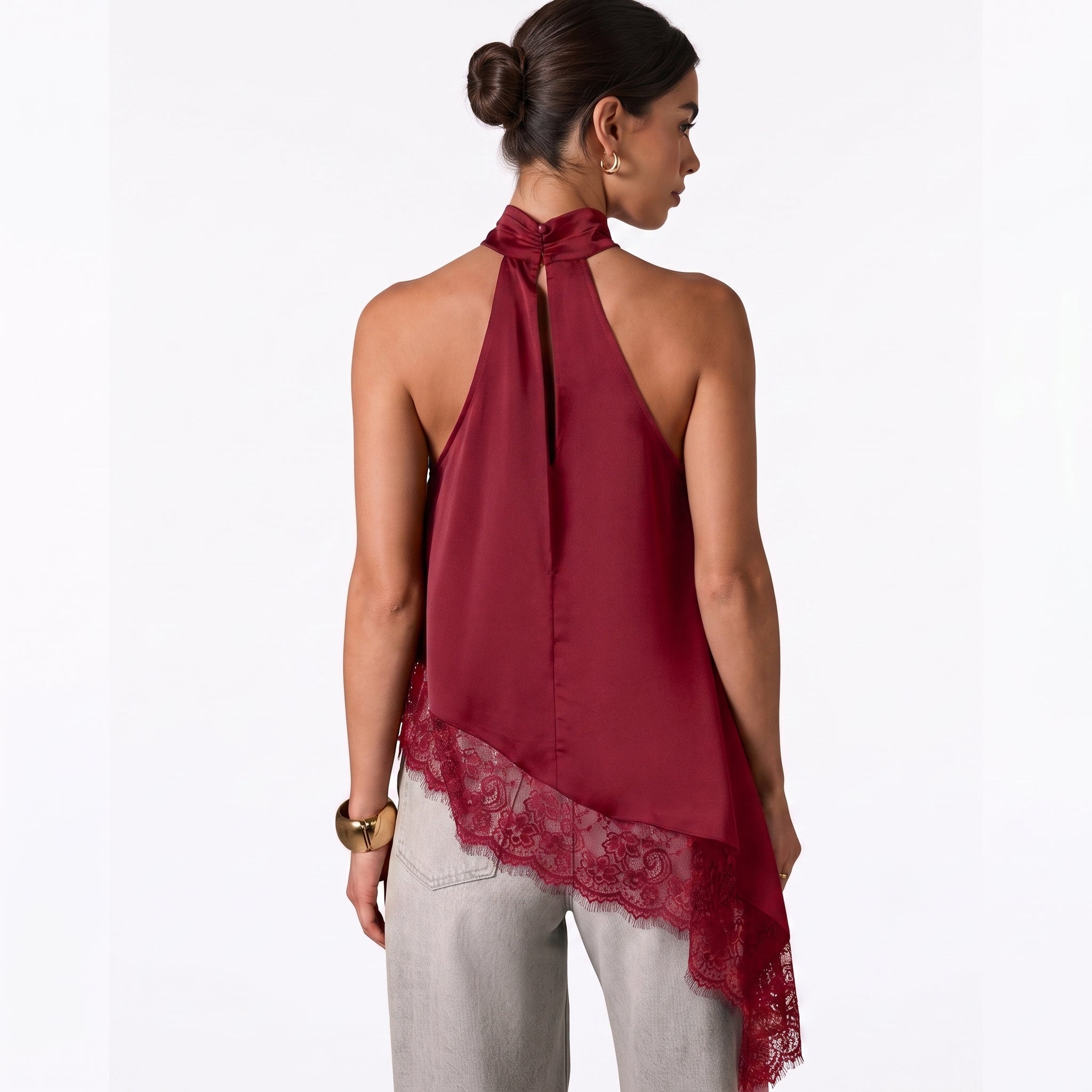 Blusa Asimétrica Satinada Silk & Lace