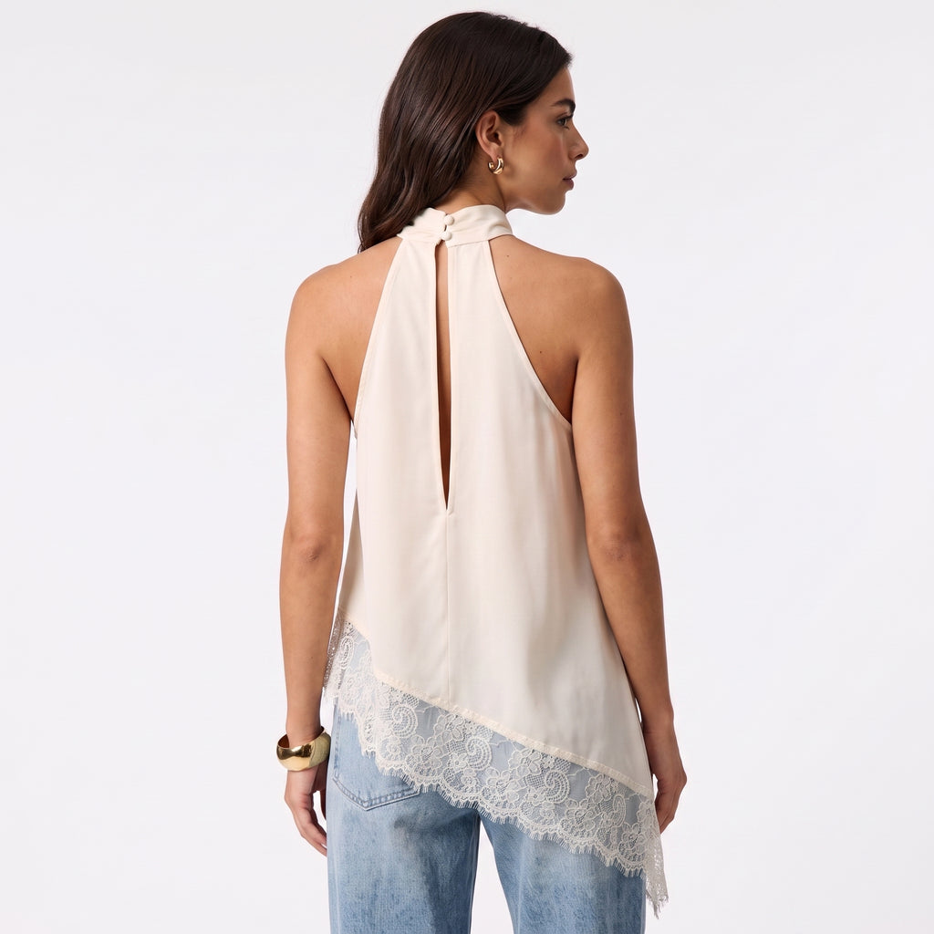 Blusa Asimétrica Satinada Silk & Lace