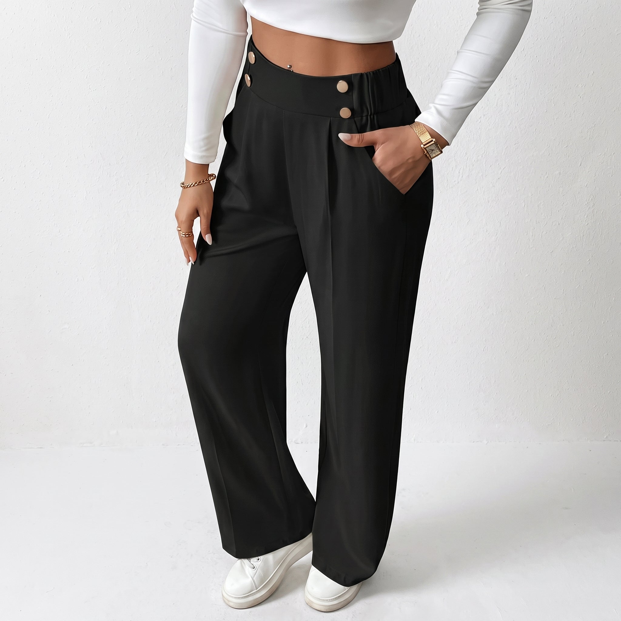 Pantalón Palazzo Cintura Alta Negro
