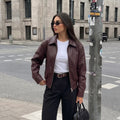 Chaqueta de Cuero Wine Red