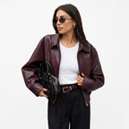 Chaqueta de Cuero Wine Red