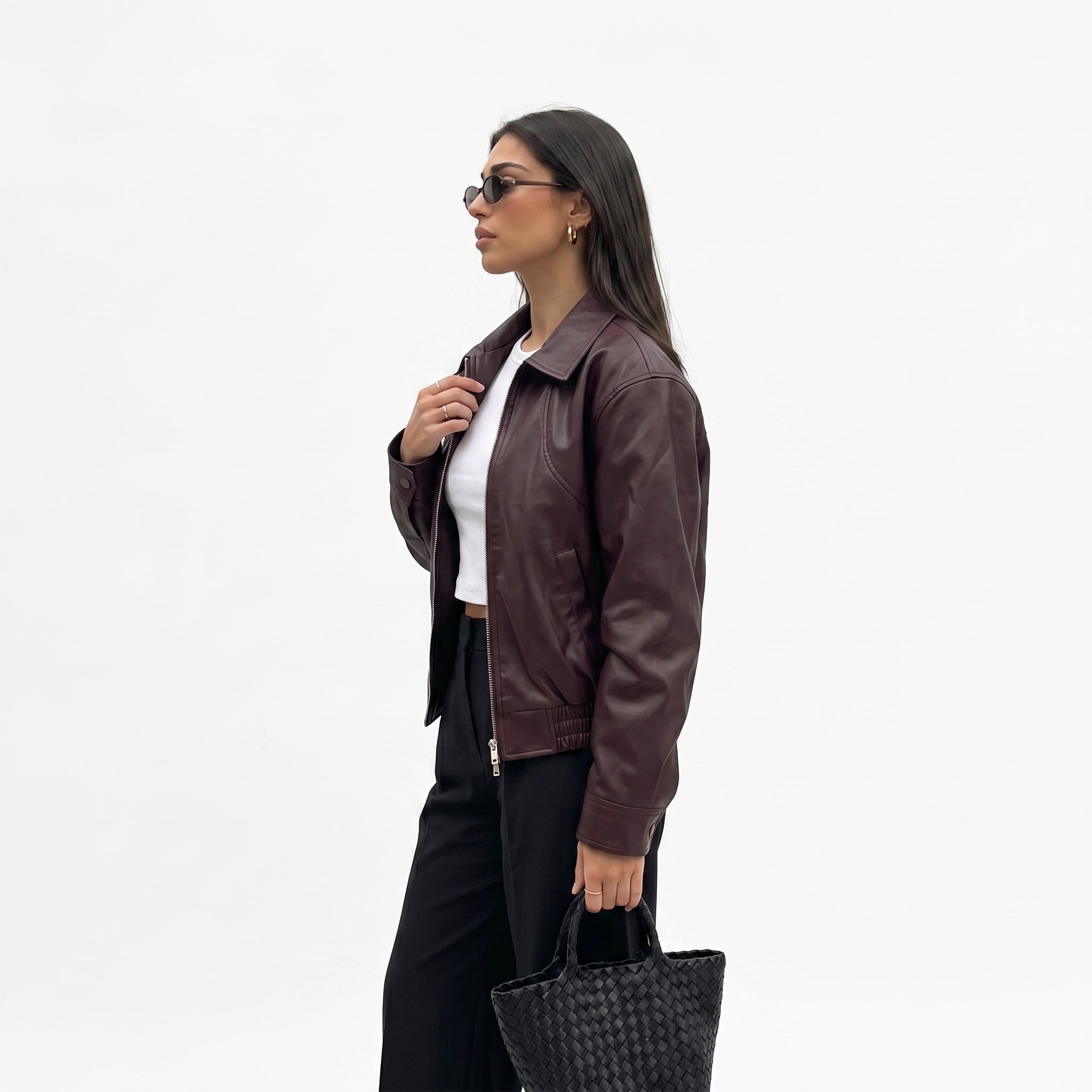 Chaqueta de Cuero Wine Red