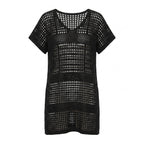 Vestido Playero Calado en Punto Negro