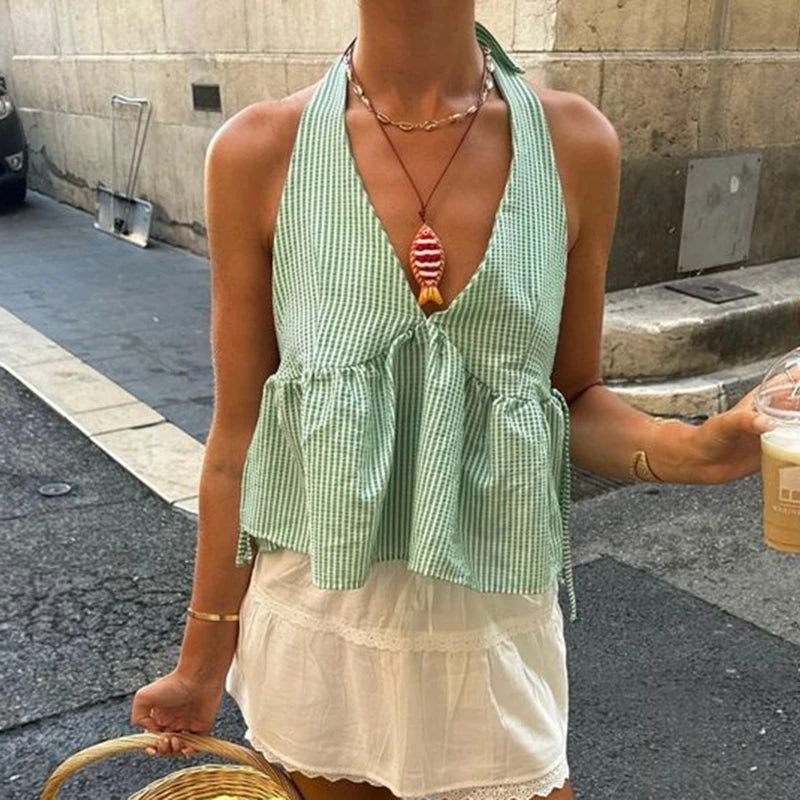 Blusa Halter Gingham Riviera