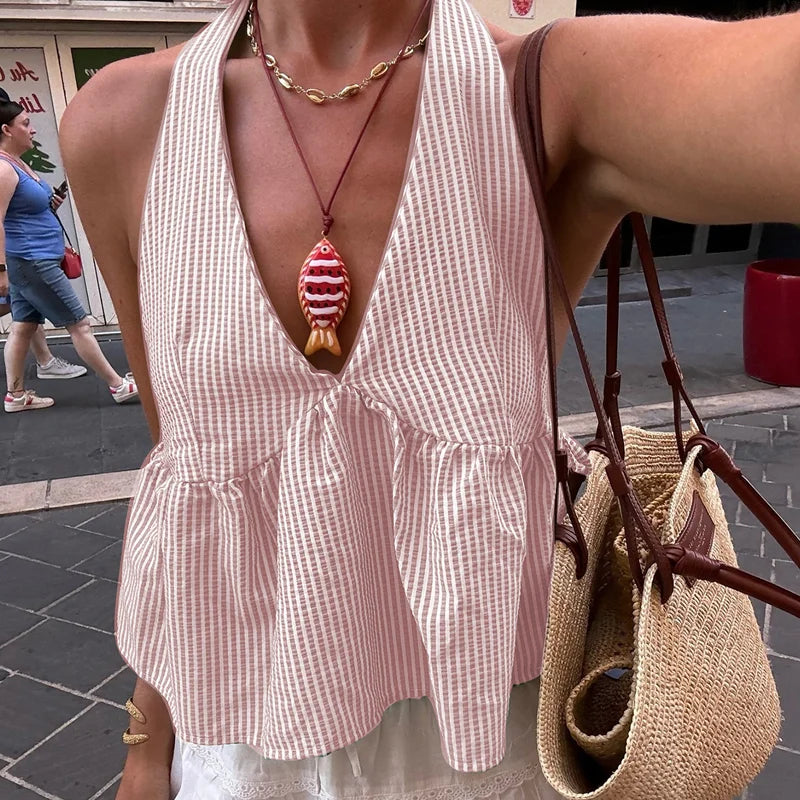 Blusa Halter Gingham Riviera