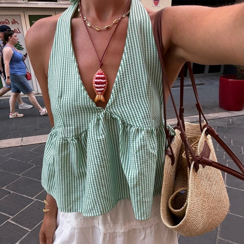 Blusa Halter Gingham Riviera