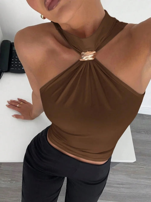 Atenea | Blusa Ceñida Atenas con Anillo Metálico