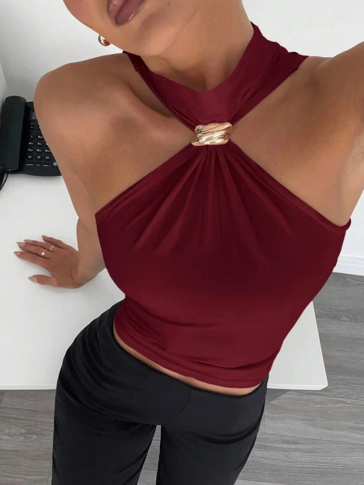 Atenea | Blusa Ceñida Atenas con Anillo Metálico