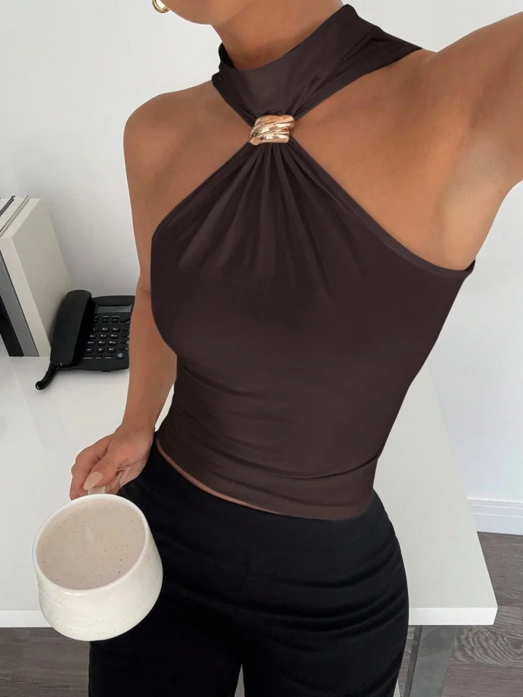 Atenea | Blusa Ceñida Atenas con Anillo Metálico