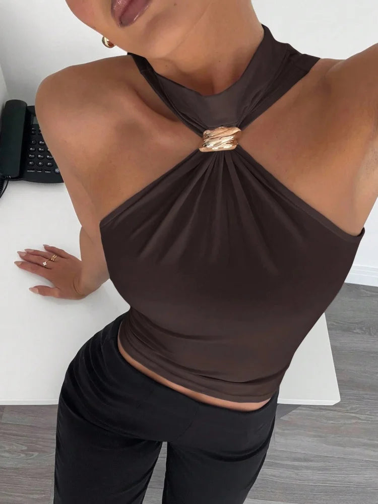 Atenea | Blusa Ceñida Atenas con Anillo Metálico
