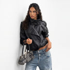 Marlene | Chaqueta de Cuero Cuello Alto