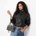 Marlene | Chaqueta de Cuero Cuello Alto