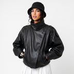 Marlene | Chaqueta de Cuero Cuello Alto