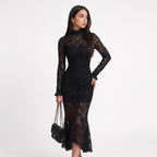 Veronika | Vestido largo negro de encaje