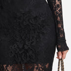 Veronika | Vestido largo negro de encaje