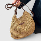 Leyley | Bolso Bandolera de Rafia con Correa Larga