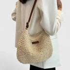 Leyley | Bolso Bandolera de Rafia con Correa Larga