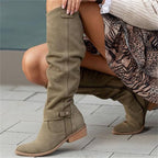Botas Altas de Serraje con Cremallera Confort