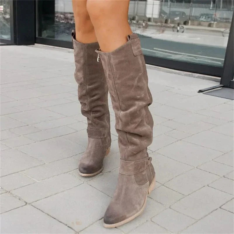 Botas Altas de Serraje con Cremallera Confort