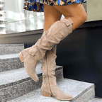 Botas Altas de Serraje con Cremallera Confort