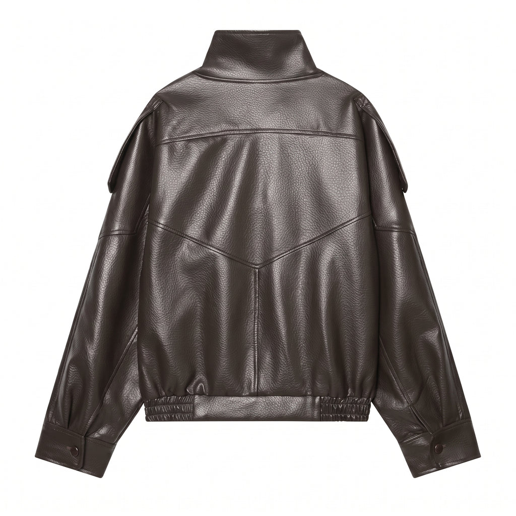 Marlene | Chaqueta de Cuero Cuello Alto