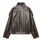 Marlene | Chaqueta de Cuero Cuello Alto