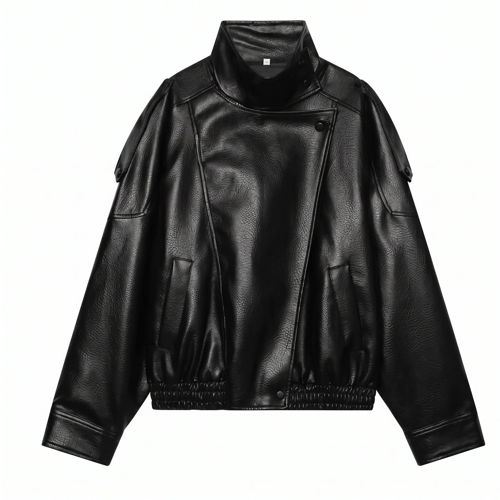 Marlene | Chaqueta de Cuero Cuello Alto