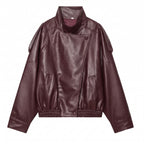 Marlene | Chaqueta de Cuero Cuello Alto